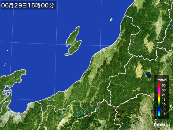 新潟県の雨雲レーダー(2015年06月29日)