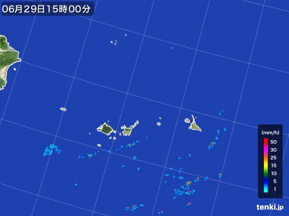 宮古・石垣・与那国(沖縄県)の雨雲レーダー(2015年06月29日)