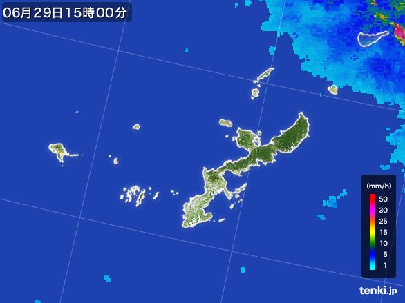 沖縄県の雨雲レーダー(2015年06月29日)