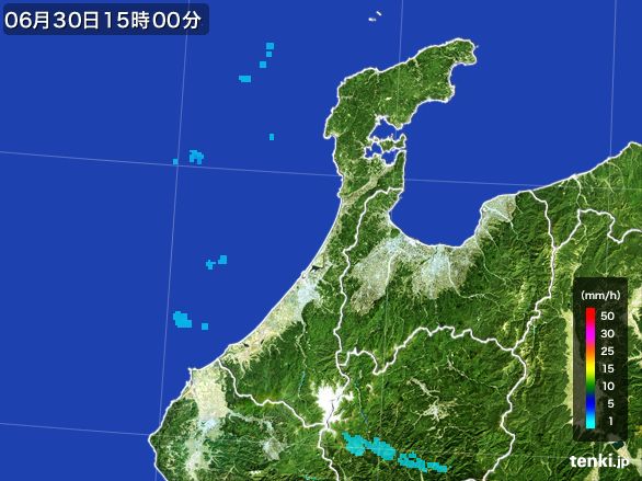 石川県の雨雲レーダー(2015年06月30日)