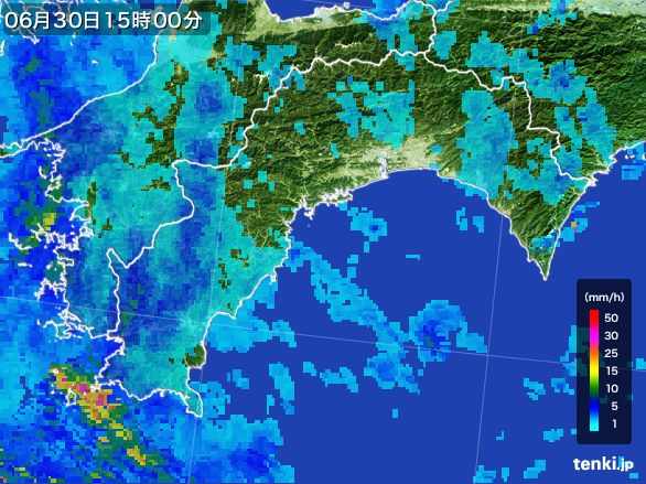 高知県の雨雲レーダー(2015年06月30日)