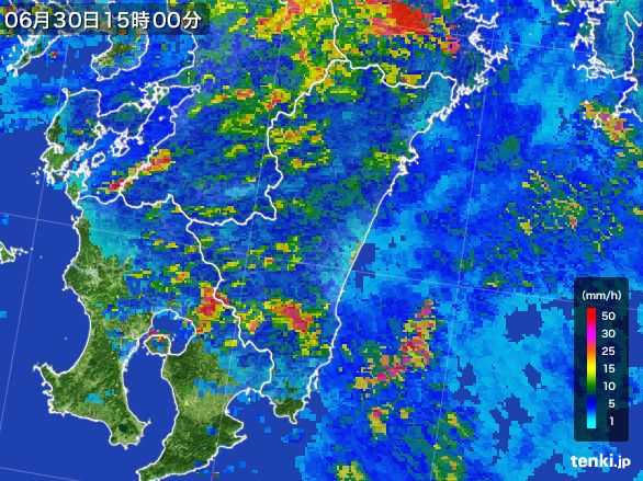 宮崎県の雨雲レーダー(2015年06月30日)