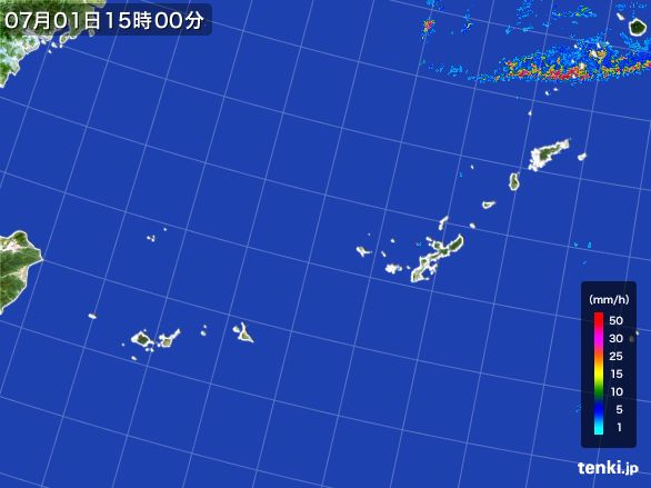沖縄地方の雨雲レーダー(2015年07月01日)