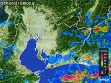 2015年07月01日の愛知県の雨雲レーダー
