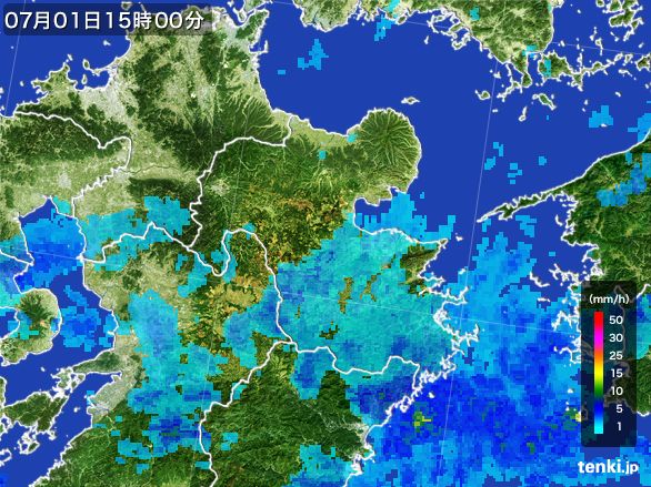 大分県の雨雲レーダー(2015年07月01日)