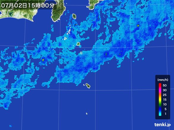 伊豆諸島(東京都)の雨雲レーダー(2015年07月02日)