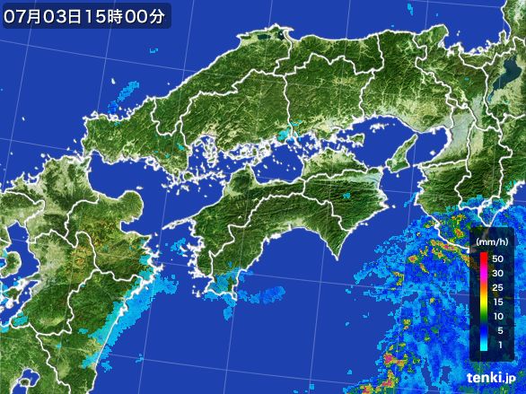 四国地方の雨雲レーダー(2015年07月03日)