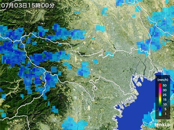 東京都の雨雲レーダー(2015年07月03日)