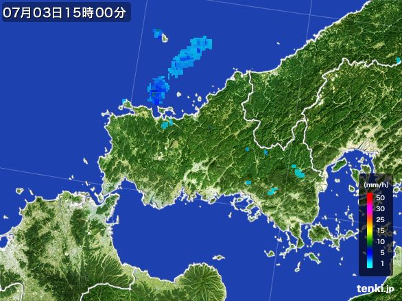 山口県の雨雲レーダー(2015年07月03日)