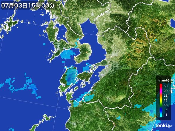 熊本県の雨雲レーダー(2015年07月03日)