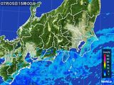 2015年07月05日の関東・甲信地方の雨雲レーダー