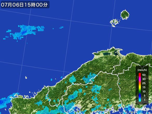 島根県の雨雲レーダー(2015年07月06日)