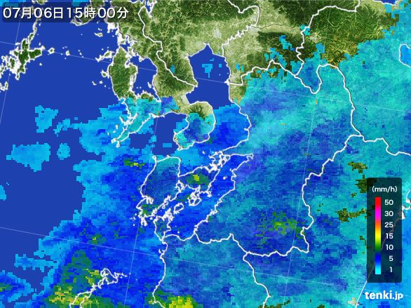 熊本県の雨雲レーダー(2015年07月06日)