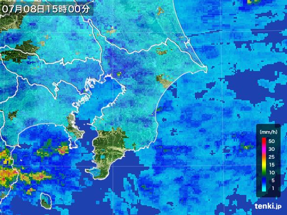 千葉県の雨雲レーダー(2015年07月08日)