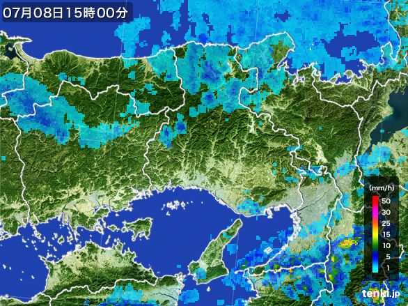 兵庫県の雨雲レーダー(2015年07月08日)