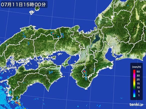 近畿地方の雨雲レーダー(2015年07月11日)
