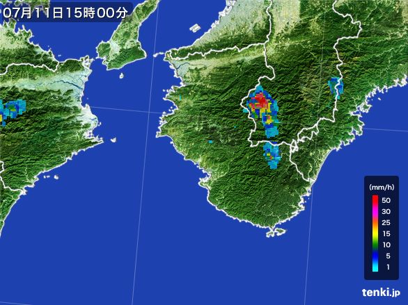 和歌山県の雨雲レーダー(2015年07月11日)