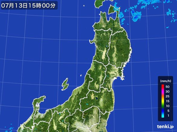 東北地方の雨雲レーダー(2015年07月13日)