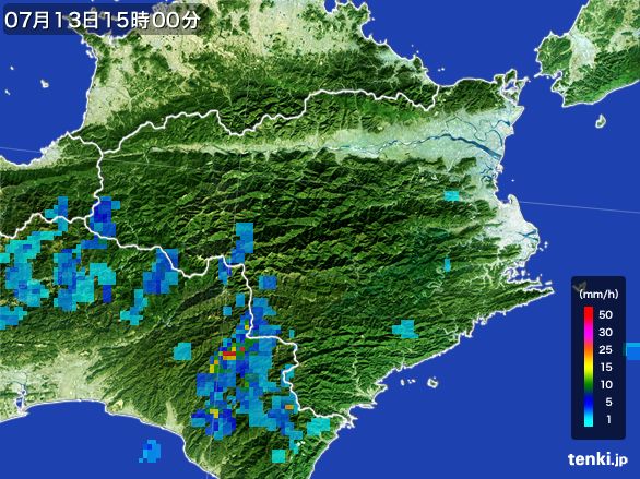 徳島県の雨雲レーダー(2015年07月13日)