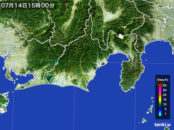 静岡県の雨雲レーダー(2015年07月14日)