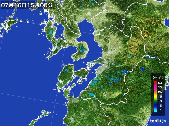 熊本県の雨雲レーダー(2015年07月16日)