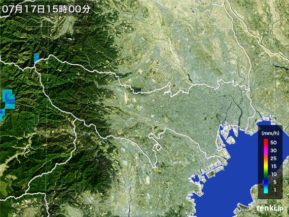 東京都の雨雲レーダー(2015年07月17日)