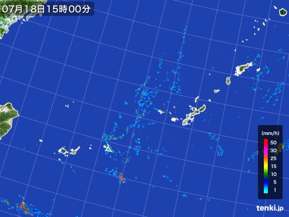 沖縄地方の雨雲レーダー(2015年07月18日)