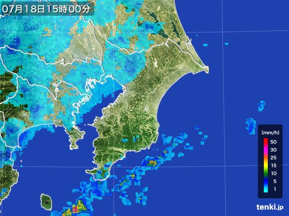 千葉県の雨雲レーダー(2015年07月18日)