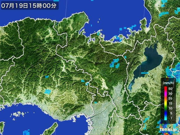 京都府の雨雲レーダー(2015年07月19日)