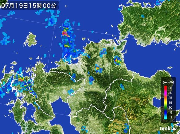 福岡県の雨雲レーダー(2015年07月19日)