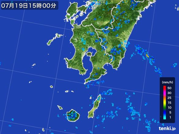鹿児島県の雨雲レーダー(2015年07月19日)