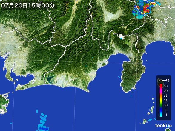 静岡県の雨雲レーダー(2015年07月20日)
