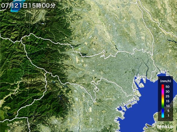 東京都の雨雲レーダー(2015年07月21日)