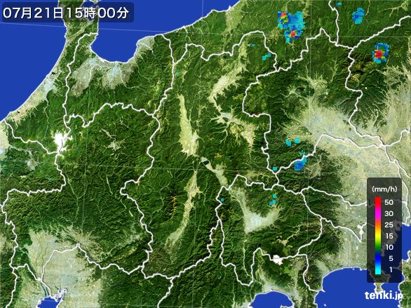 長野県の雨雲レーダー(2015年07月21日)