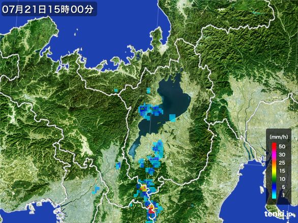 滋賀県の雨雲レーダー(2015年07月21日)