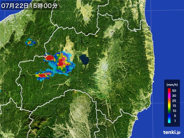 福島県の雨雲レーダー(2015年07月22日)