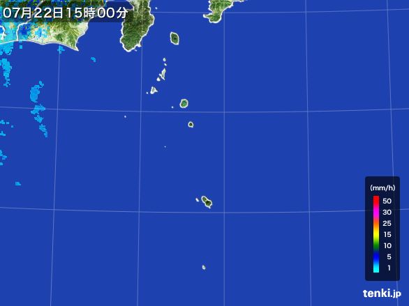 伊豆諸島(東京都)の雨雲レーダー(2015年07月22日)