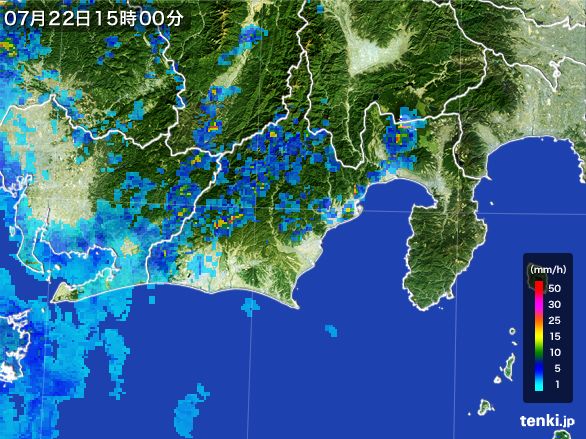 静岡県の雨雲レーダー(2015年07月22日)