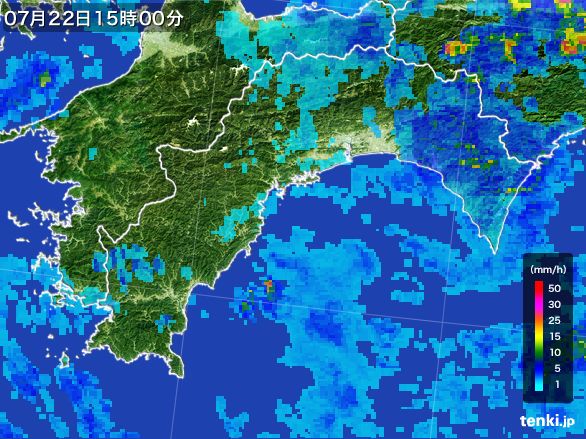 高知県の雨雲レーダー(2015年07月22日)