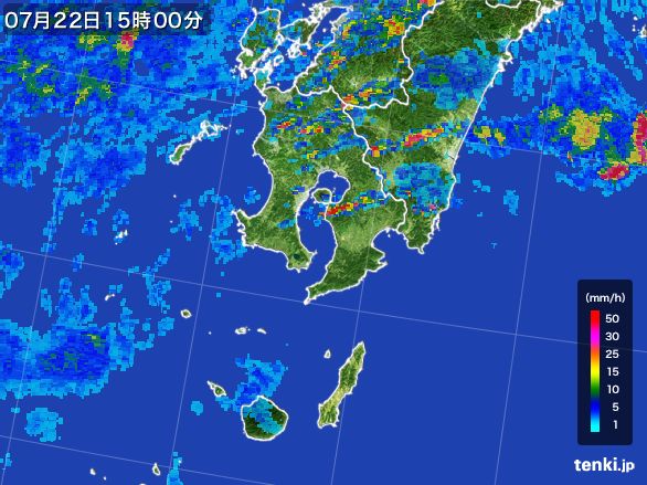 鹿児島県の雨雲レーダー(2015年07月22日)