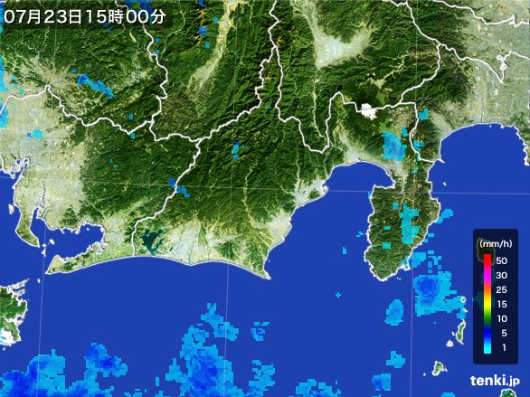 静岡県の雨雲レーダー(2015年07月23日)