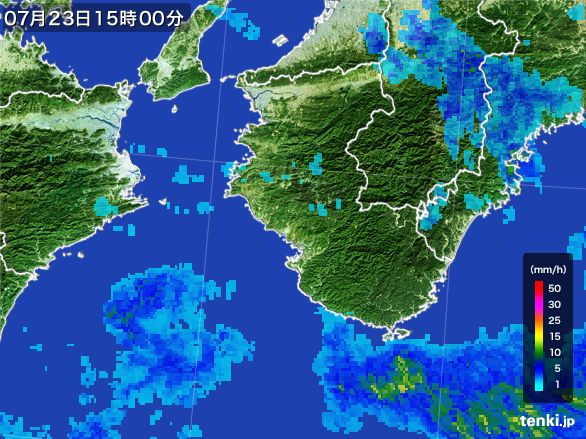 和歌山県の雨雲レーダー(2015年07月23日)