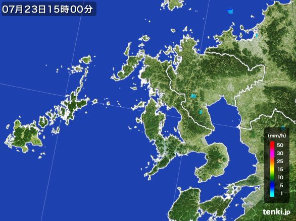 長崎県の雨雲レーダー(2015年07月23日)