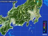 2015年07月25日の関東・甲信地方の雨雲レーダー