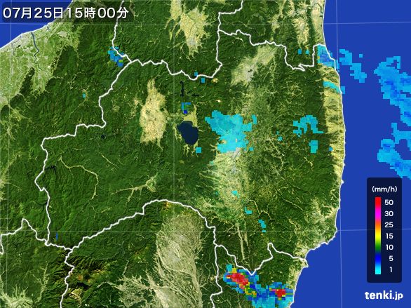 福島県の雨雲レーダー(2015年07月25日)