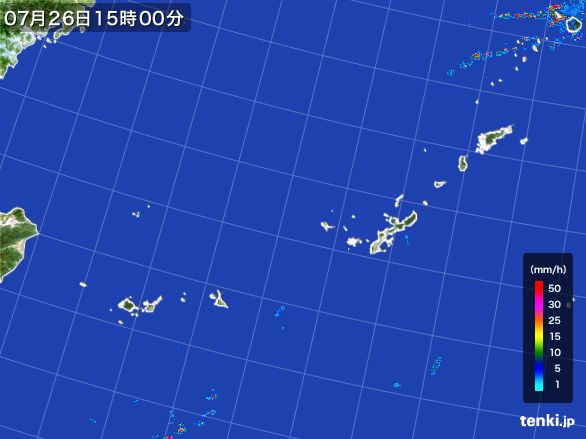 沖縄地方の雨雲レーダー(2015年07月26日)