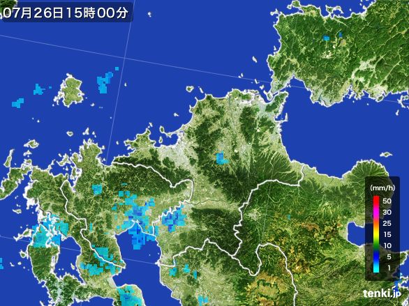 福岡県の雨雲レーダー(2015年07月26日)