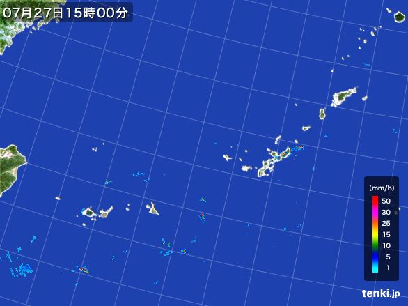 沖縄地方の雨雲レーダー(2015年07月27日)