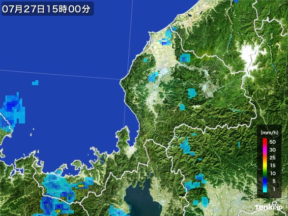 福井県の雨雲レーダー(2015年07月27日)