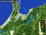 2015年07月28日の富山県の雨雲レーダー